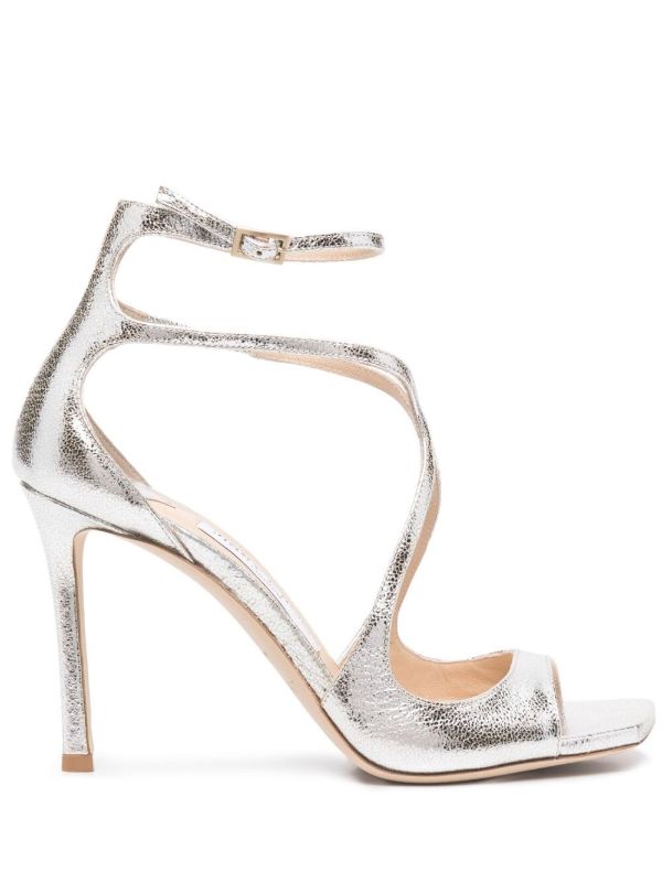 Jimmy Choo Silver Azia 95mm Leather Sandals | Browns Sandals
