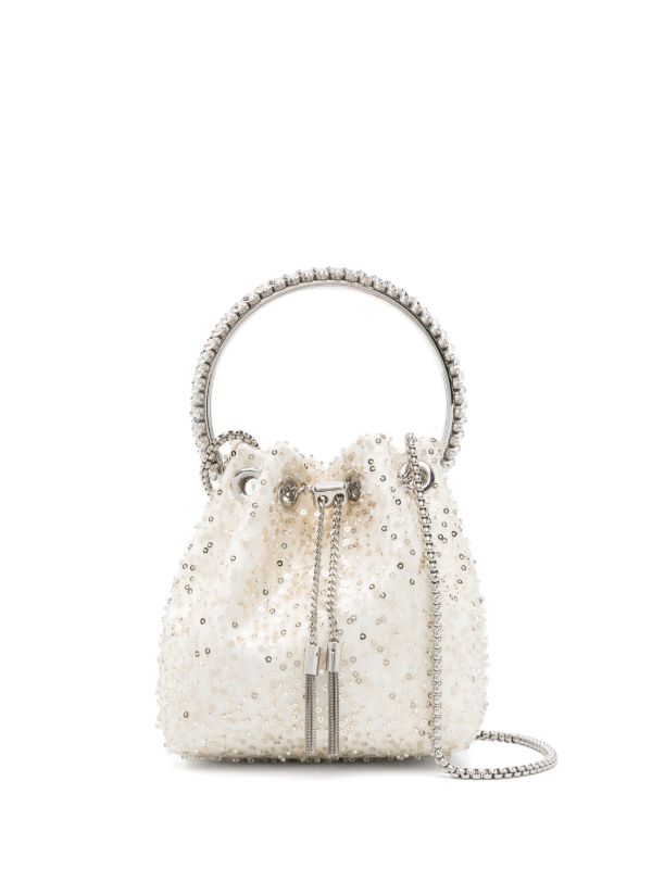 Jimmy Choo White Bon Bon Bucket Bag | Browns Bucket Bags