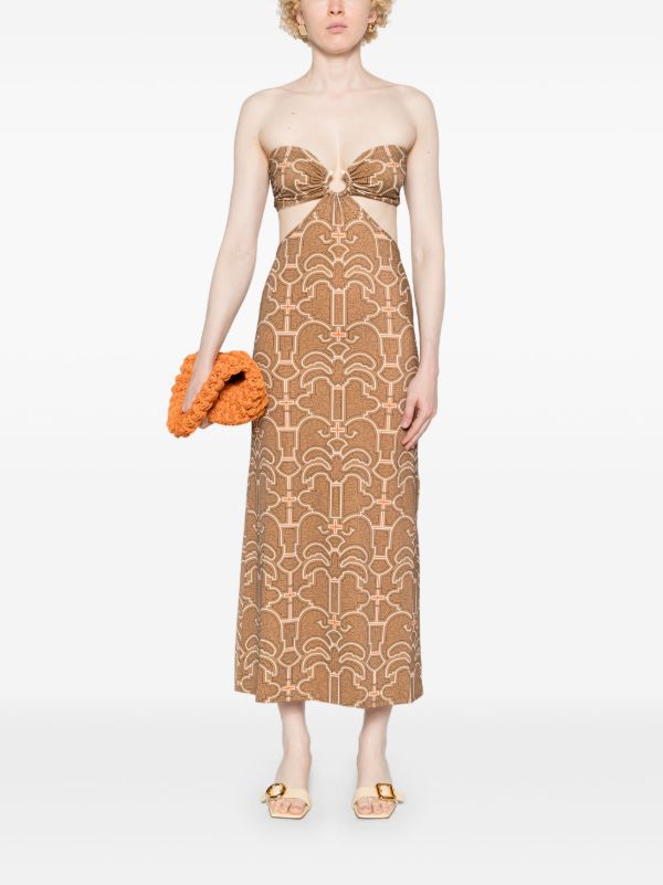 Johanna Ortiz Brown Jungle Geometric Midi Dress | Browns Day Dresses