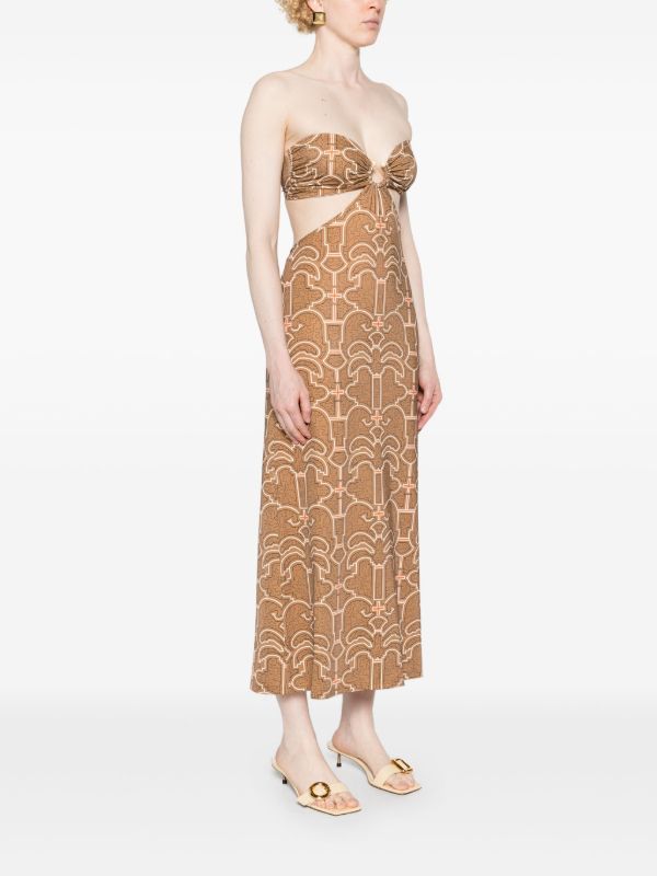 Johanna Ortiz Brown Jungle Geometric Midi Dress | Browns Day Dresses