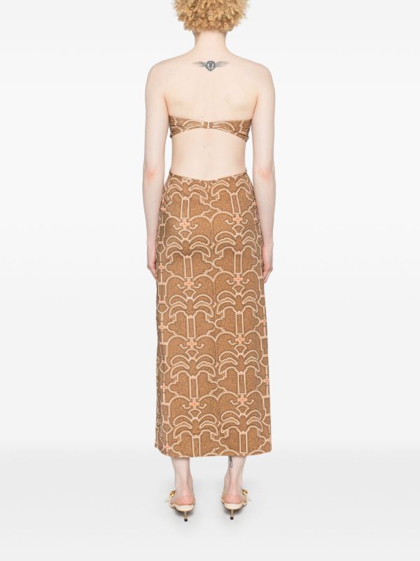 Johanna Ortiz Brown Jungle Geometric Midi Dress | Browns Day Dresses