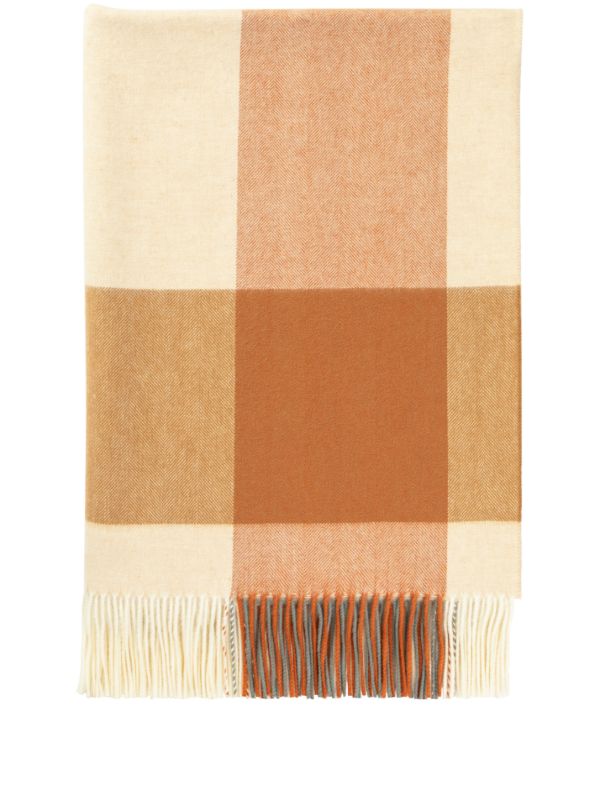 Johnstons of Elgin Block Border Wool Throw | Browns Blankets & Throws
