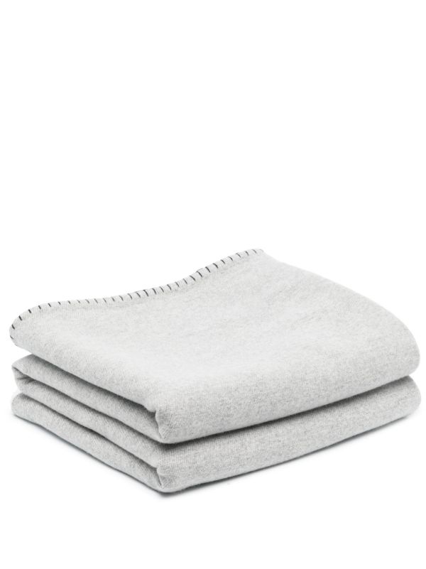 Johnstons of Elgin silver reversible merino wool throw | Browns Blankets & Throws