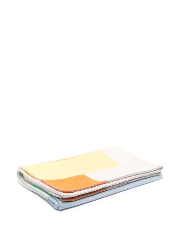 Johnstons of Elgin Yellow Pyramid Colourblock Blanket | Browns Blankets & Throws