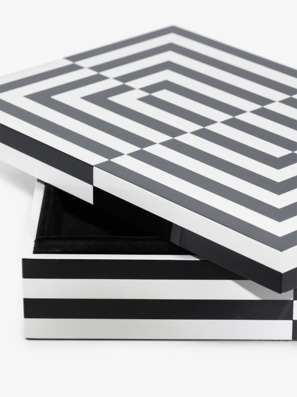 Jonathan Adler Black And White Op Art Large Lacquer Box | Browns Trinket Boxes
