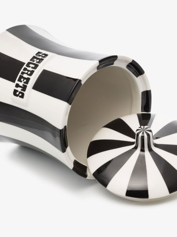 Jonathan Adler Black And White Vice Secrets Ceramic Canister | Browns Trinket Boxes