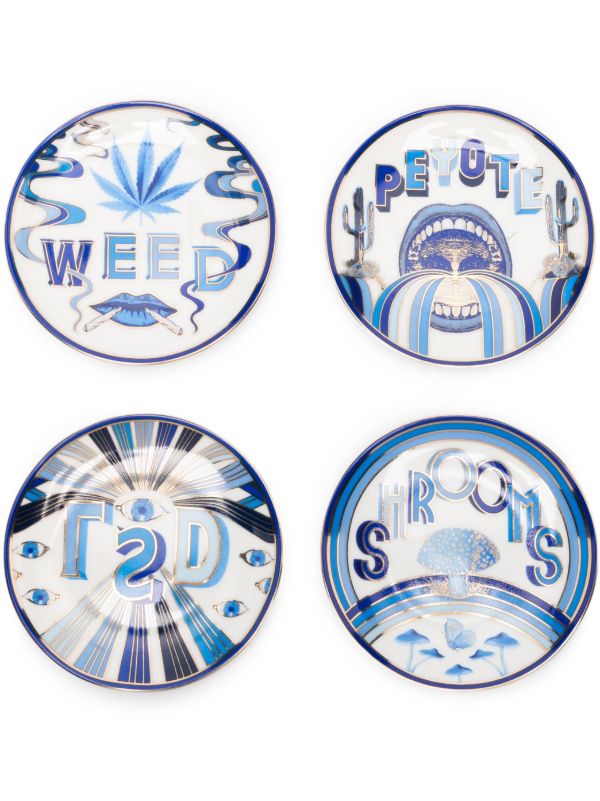 Jonathan Adler Blue Druggist Porcelain Coaster Set | Browns Plates & Bowls