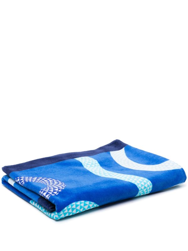 Jonathan Adler Blue Eden Snake-Print Beach Towel | Browns Towels