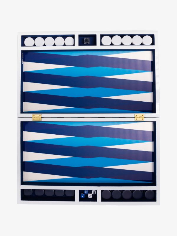 Jonathan Adler blue sorrento backgammon set | Browns Collectibles