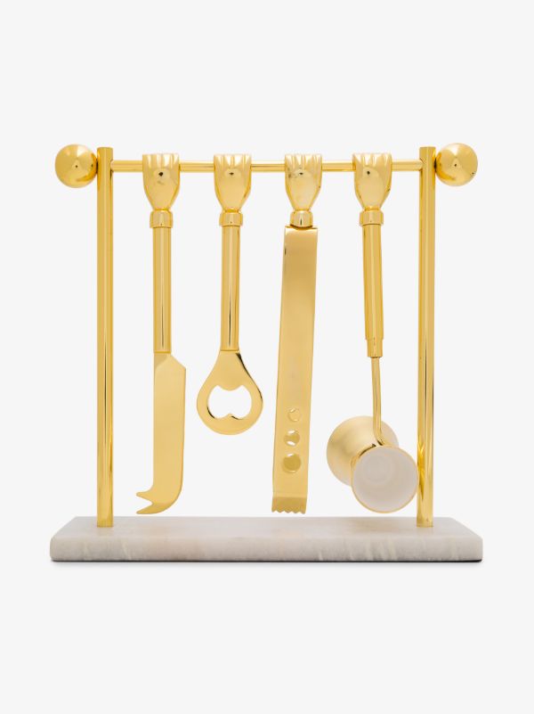 Jonathan Adler gold Barbell barware set | Browns Barware
