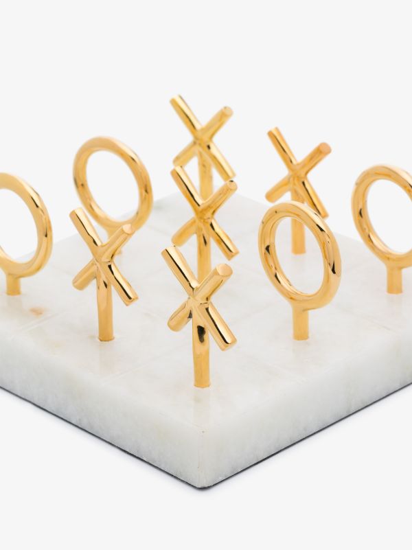 Jonathan Adler Gold-tone And White Marble Tic-Tac-Toe Set | Browns Table Games