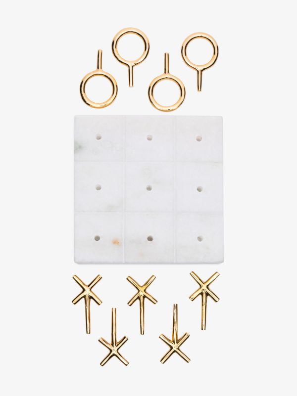 Jonathan Adler Gold-tone And White Marble Tic-Tac-Toe Set | Browns Table Games