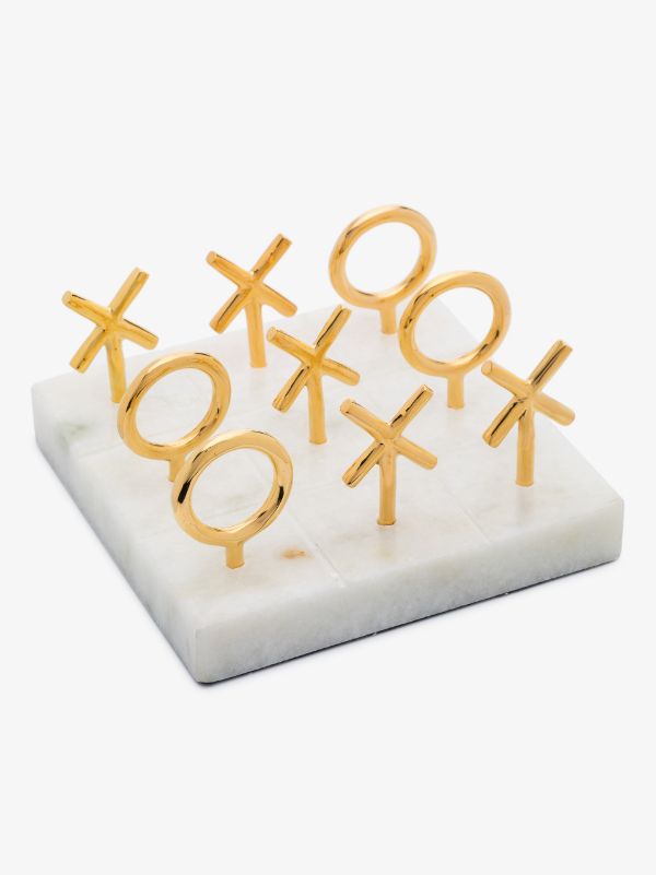 Jonathan Adler gold-tone and white marble Tic-Tac-Toe set | Browns Table Games