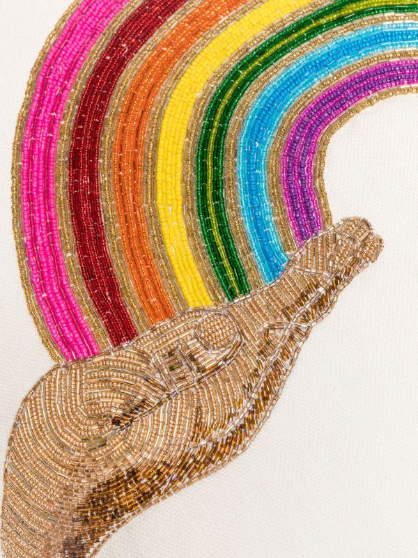 Jonathan Adler Neutral Rainbow Beaded Linen Cushion | Browns Cushions