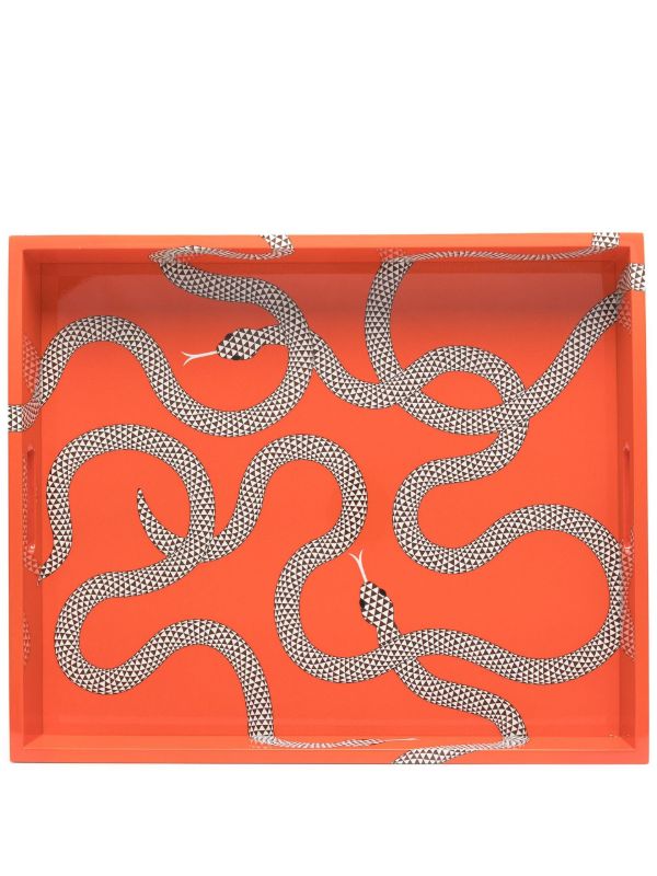 Jonathan Adler orange Eden snake-print tray | Browns Trays