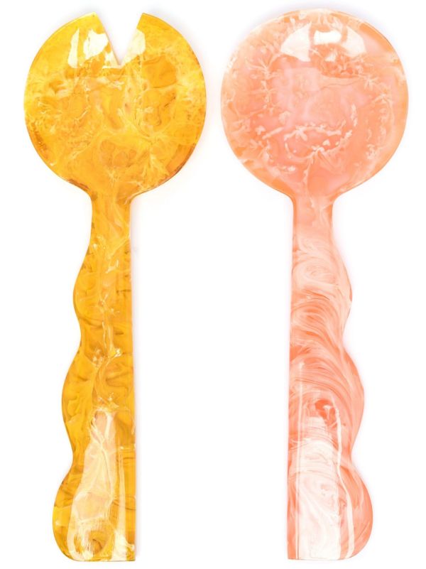Jonathan Adler Pink Como Ripple salad serving set | Browns Cutlery