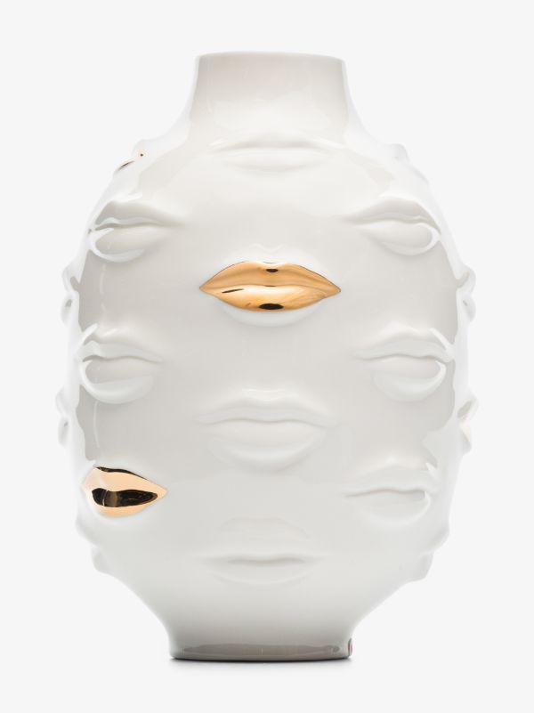 Jonathan Adler White Gilded Gala Round Porcelain Vase | Browns Vases
