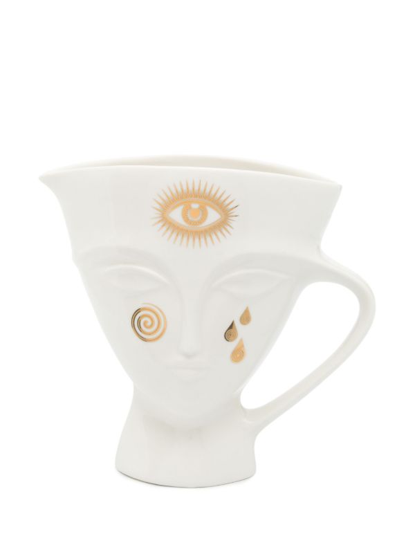 Jonathan Adler White Gilded Giuliette Porcelain Pitcher | Browns Cups & Tea Sets