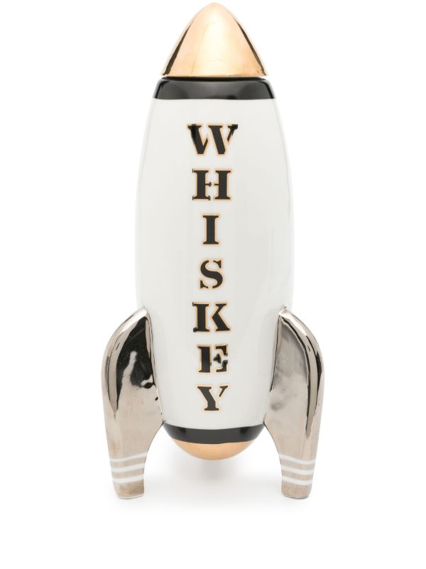 Jonathan Adler white Whiskey Rocket porcelain decanter | Browns Barware