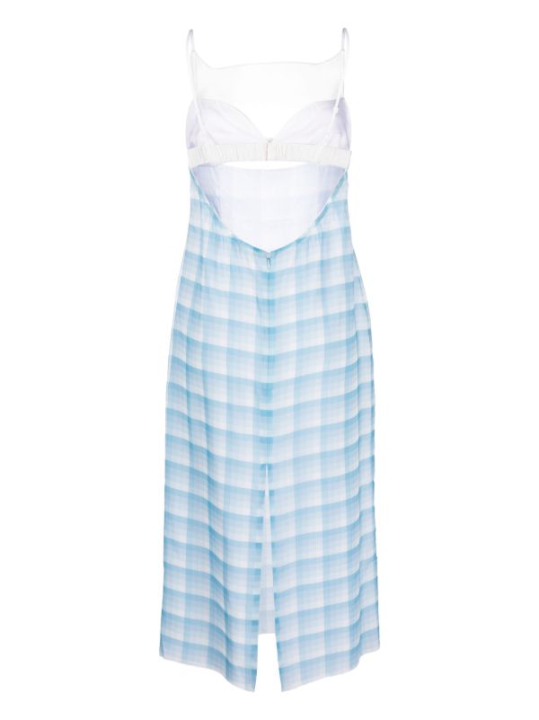 Juneyen Blue Checked Cut-Out Midi Dress | Browns Day Dresses