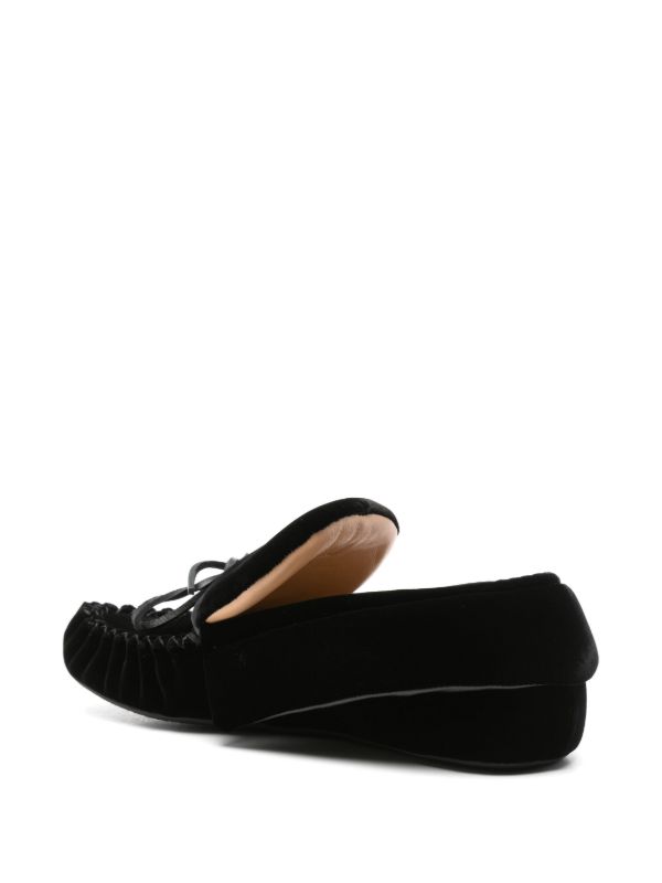 JW Anderson Black Bow-Embellished Velvet Moccasins | Browns Loafers