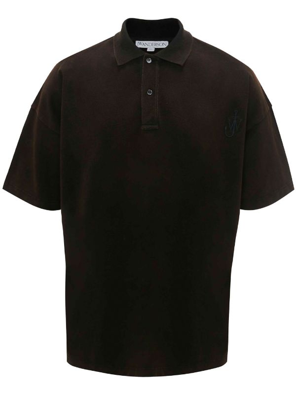 JW Anderson Brown Logo-Embroidered Polo Shirt | Browns Polo Shirts