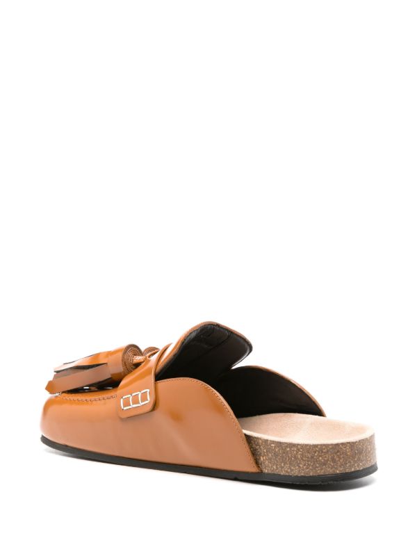 JW Anderson Brown Tasselled Leather Loafer Mules | Browns Mules