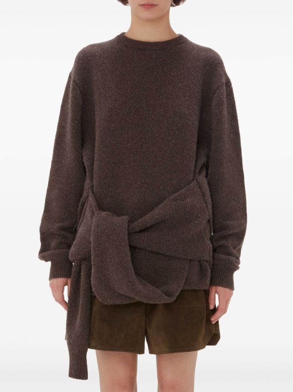JW Anderson Draped Tie-Front Sweater | Browns Knitted Sweaters