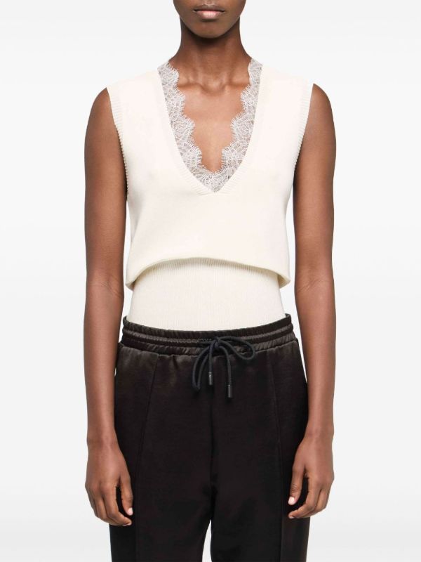 JW Anderson Lace-trim Knit Top | Browns Knitted Tops