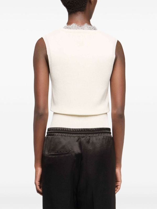 JW Anderson Lace-trim Knit Top | Browns Knitted Tops