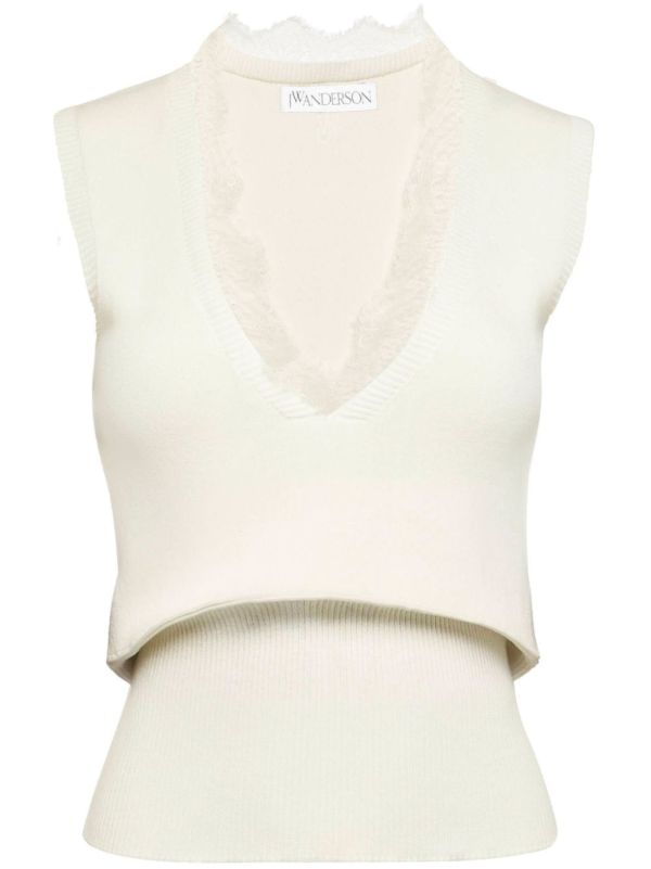 JW Anderson lace-trim knit top | Browns Knitted Tops