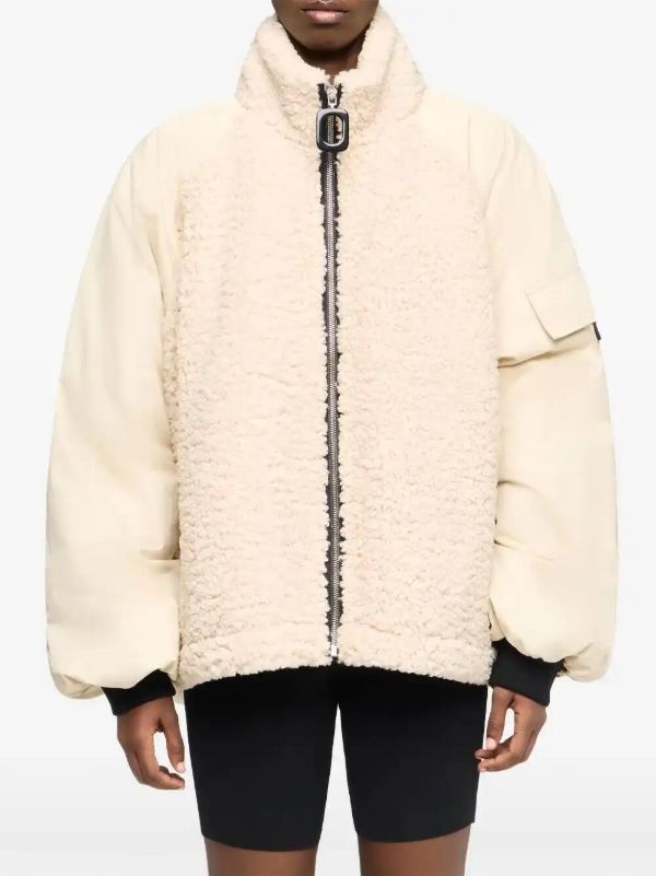 JW Anderson Neutrals Panelled Fleece Jacket | Browns Varsity Jackets
