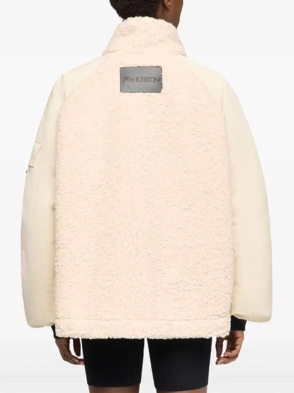 JW Anderson Neutrals Panelled Fleece Jacket | Browns Varsity Jackets