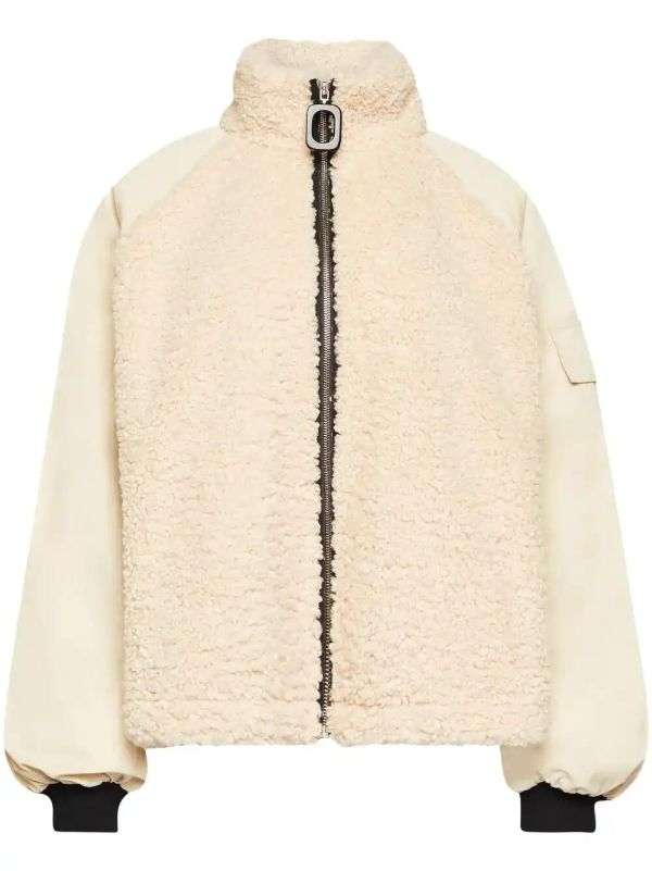 JW Anderson Neutrals Panelled Fleece Jacket | Browns Varsity Jackets