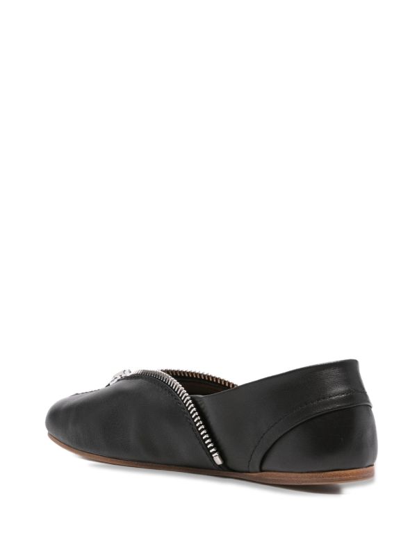 JW Anderson Zip-detail Leather Ballet Flats | Browns Ballerina Shoes