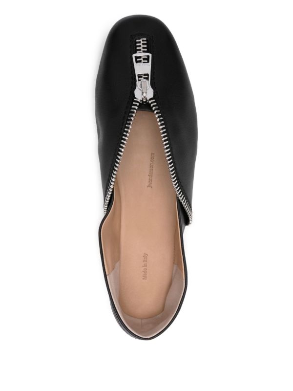 JW Anderson Zip-detail Leather Ballet Flats | Browns Ballerina Shoes