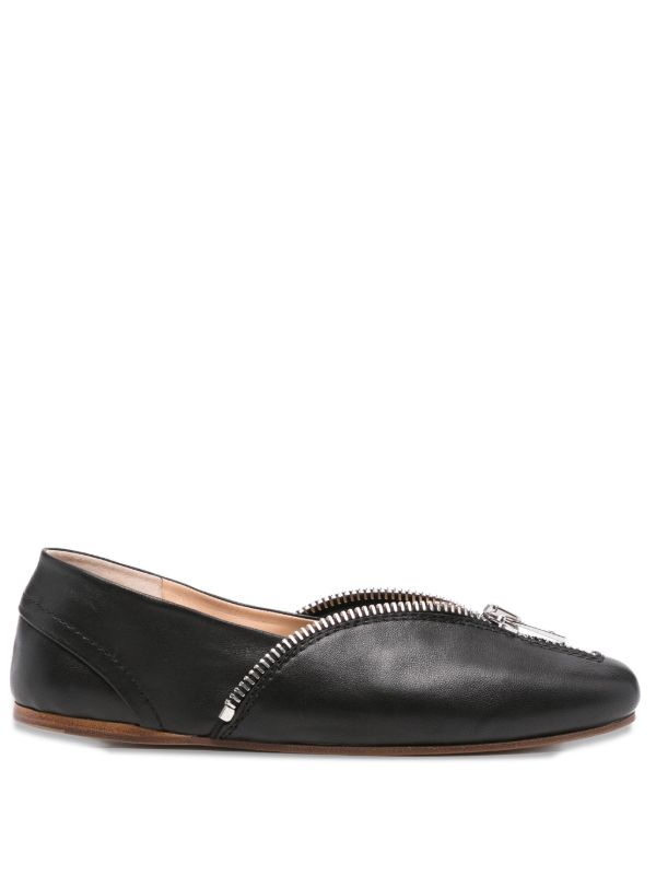 JW Anderson zip-detail leather ballet flats | Browns Ballerina Shoes
