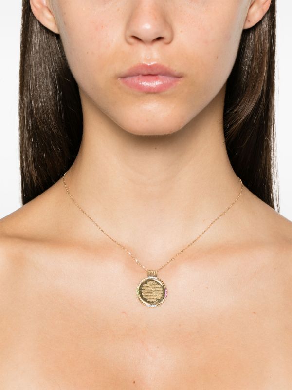 Kamushki 18K Yellow Gold Ayut Al Kursi Big Diamond And Emerald Necklace | Browns Fine Necklaces