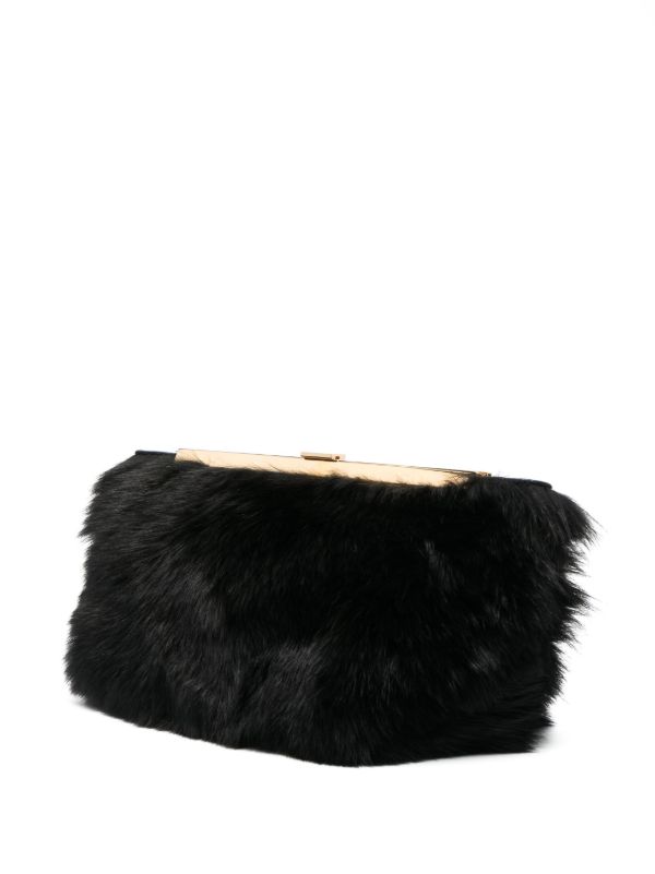 KHAITE Black Aimee Shearling Clutch Bag | Browns Clutch Bags