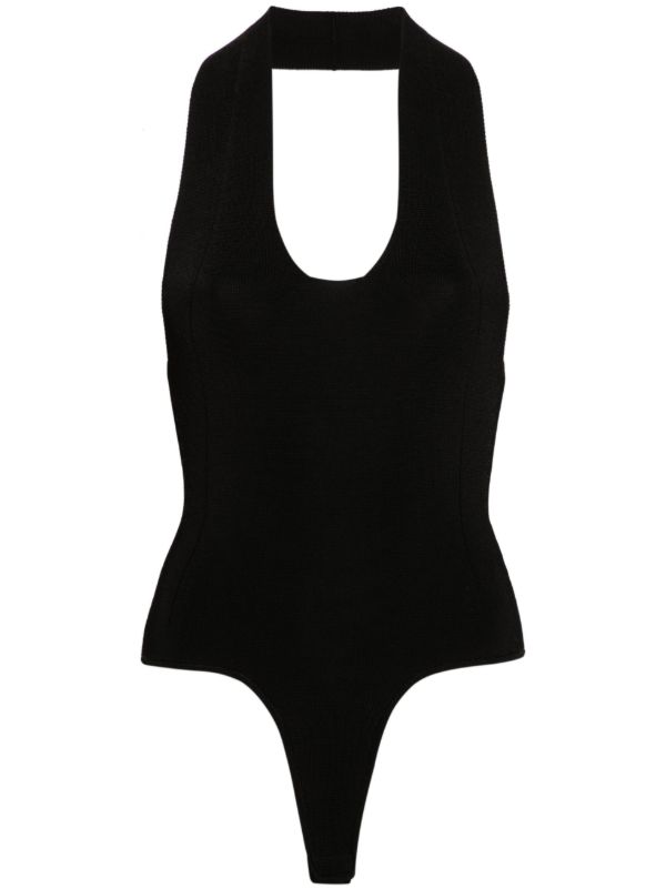 KHAITE Black Halterneck High Cut Bodysuit | Browns Vests & Tank Tops