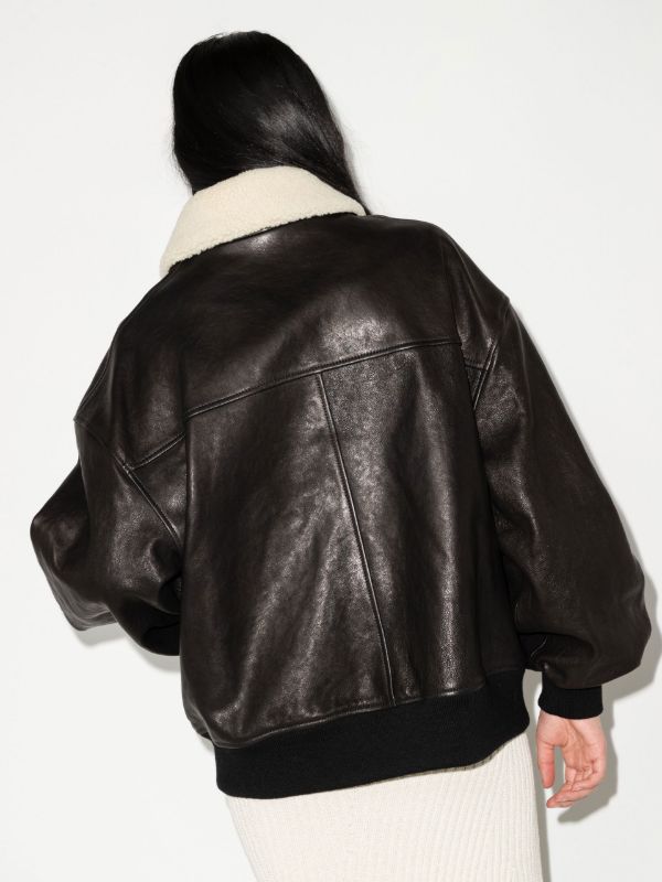 KHAITE Black The Shellar Leather Jacket | Browns Leather Jackets