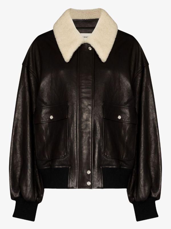KHAITE black The Shellar leather jacket | Browns Leather Jackets