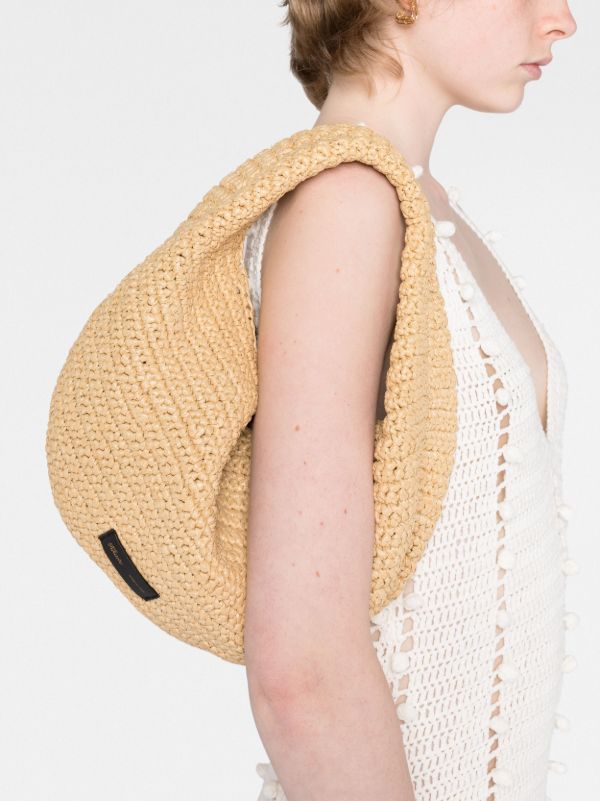 KHAITE Neutral Olivia Raffia Shoulder Bag | Browns Beach Bags