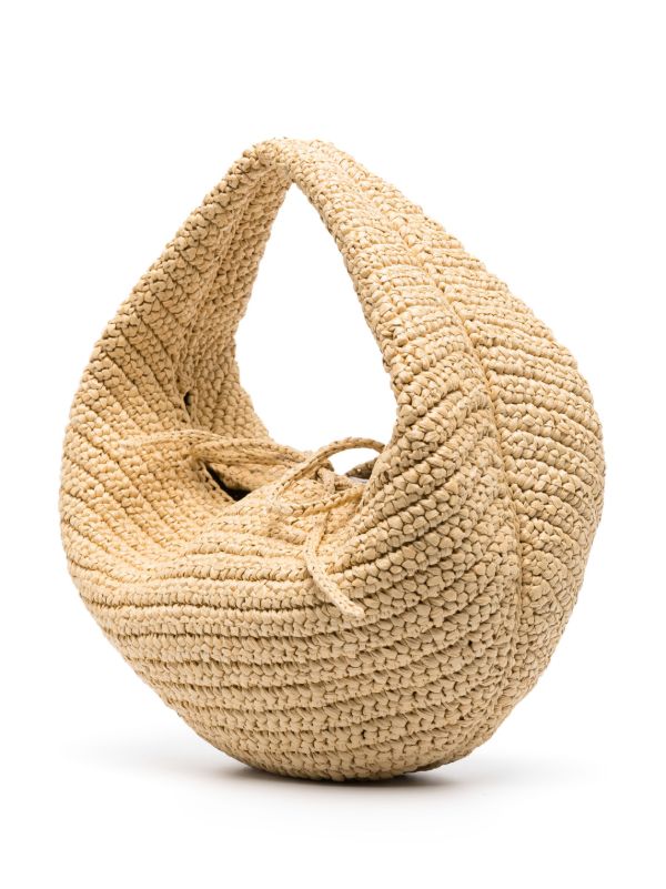 KHAITE Neutral Olivia Raffia Shoulder Bag | Browns Beach Bags