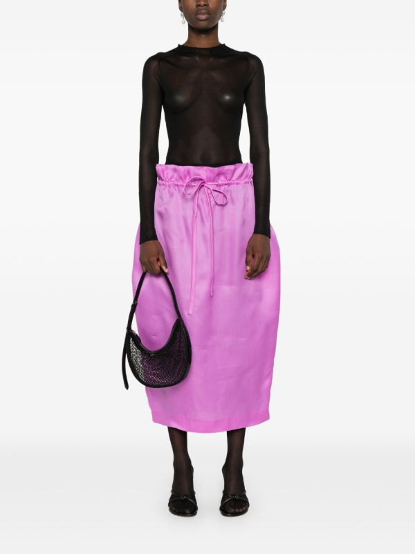 KHAITE Purple Paperbag-Waist Silk Skirt | Browns High-Waisted Skirts