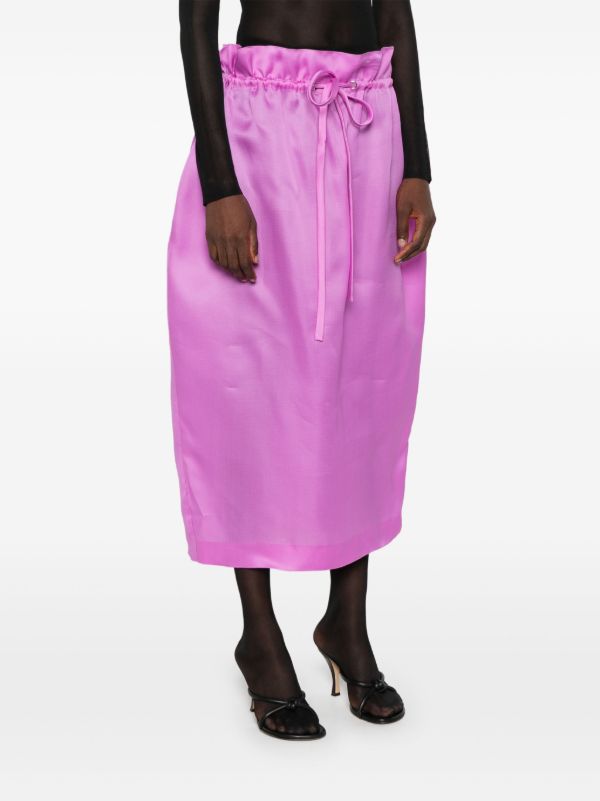 KHAITE Purple Paperbag-Waist Silk Skirt | Browns High-Waisted Skirts
