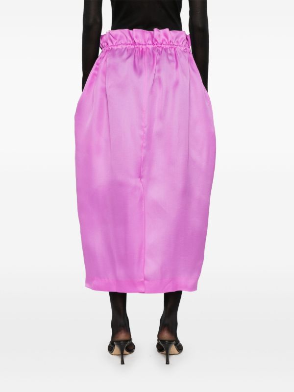KHAITE Purple Paperbag-Waist Silk Skirt | Browns High-Waisted Skirts