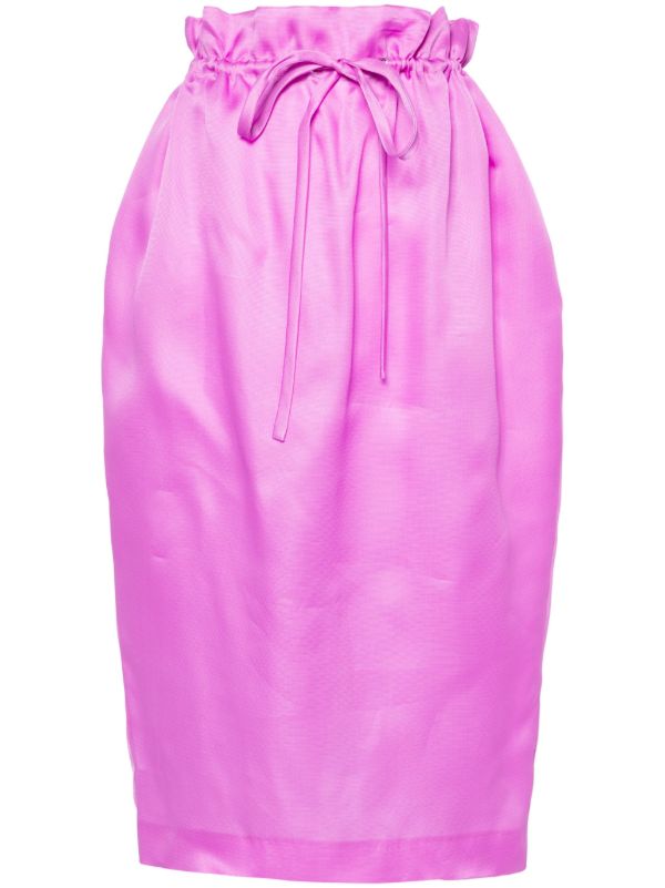 KHAITE Purple Paperbag-Waist Silk Skirt | Browns High-Waisted Skirts