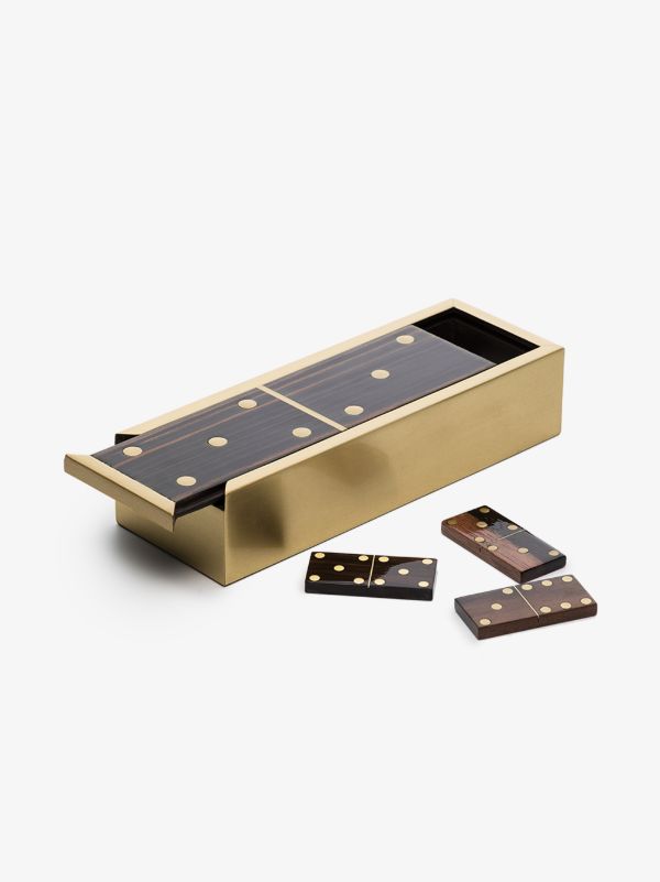 L'Objet Gold-tone Deco Dominoes Set | Browns Collectibles