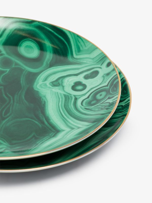 L'Objet Green Malachite Dessert Plate Set | Browns Plates & Bowls